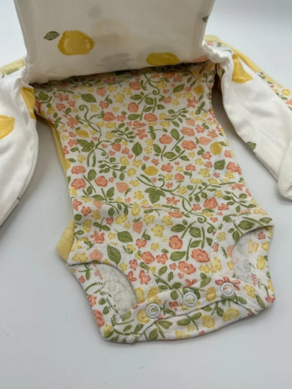 Carter's Child of Mine 3-Pack Cotton Baby Bodysuits, Lemon Floral, Preemie NWT